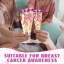 Honeydak 36 Pcs Breast Cancer Awareness Party Cups with 7 Pink Ribbon Heart Sticker 4.5 oz Plastic Disposable Champagne Flutes Breast Cancer Party Supplies Favors Clear Toasting Wine Glass for Women