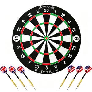 Dart Board Set for Adults, 18 in Board with 6 Steel-Tip Darts, 18" diameter, 0.8" thick