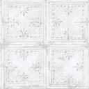 RoomMates RMK11209WP White Tin Tile Metallic Accent Peel and Stick Wallpaper