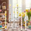 Honoson 6 Pcs Easter Flameless Taper Candles 10.6 Inch Colorful Egg Bunny Candles Battery Operated LED Candlesticks for Easter Dinner Table Home Party Decor
