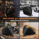 Motorcycle Cover Waterproof Outdoor, 300D Heavy Duty, UV & Rain Resistant, 3 Wind-Resistant Buckles, Dual Lock Holes, Includes Storage Bag, Fits Most Motorcycles/Scooters up to 86.6",Black