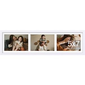 decorUhome 3 5x7 Picture frames Collage Wall Decor with Mat, White, 6x22