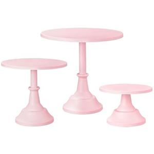 HBlife 3-PCS Pink Cake Stand Set (8"/ 10"/ 12" Plate) for 6-10 Inch Cakes, Perfect Dessert Table Display Set, Cupcake&Cake Stands for Party, Wedding, Birthday, Baby Shower, Anniversary Pink
