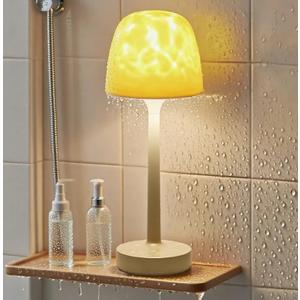 Shower Lamp - Waterproof Bathroom Lamp with 16 Color Ocean Wave Projector, Rechargeable Shower Light with Touch & Remote Control, Cordless Light for Inside Shower/Bathtub