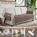 TAOCOCO Waterproof Couch Covers for Pets Dogs with Non Slip Backing, Sofa Seat Covers with Side Pocket for 3 Cushion Couch Washable Dog Couch Cover Protector Sofa Slipcovers(Sofa Plus, Taupe) (Width: 72.4'')