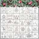 3 x Christmas Stencils for Crafts Reusable Christmas Holiday Winter Stencil for Painting on Wood Glass Wall Furniture DIY Ornament Cookie Door Hanger Sign (Merry30)