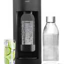 New Mysoda Glassy Design Sparkling Water Maker With 1L Glass & Plastic bottle - Silent Nordic Design Soda Maker Featuring A Sliding Door Opening - No Cylinder Included - Colour Black