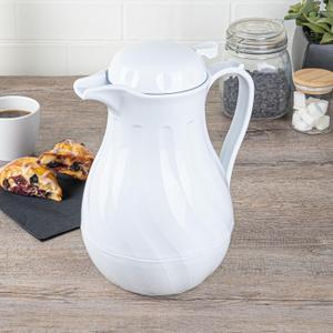 OCS Parts Easy Pour Thermal Coffee Carafe | 11-Inch Insulated Hot and Cold Beverage Pitcher Server for Coffee, Tea, Hot Chocolate and Water with Colored Tags for Easy Idenfication | 64-Ounce | White