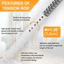 Heavy-duty Tension Curtain Rod, 43-63 Inch,Spring Closet Rod, for Windows or Shower, Easy to Install, No Drilling, No Rust, for Bathroom, Rod Diameter 1.26 Inches