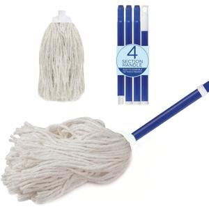 LOLA Cotton String Wet Floor Mop, Absorbs Up to 3X its Weight in Water, Heavy Duty, for Floor Cleaning, Includes Swivel Hang Cap for Storage