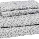 Amazon Basics Lightweight Breathable Brushed Microfiber Wrinkle Resistant 4 Piece Bed Sheet Set With 14-inch Deep Pockets - Full, Gray Cheetah, Printed
