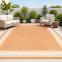 JONATHAN Y Diamond Border Indoor Outdoor Area Rug 4X6 Orange/Cream, Lucia Classic for Backyard, Patio, Porch, Easy-Cleaning, High Traffic, Pet-Friendly, Non-Shedding (SMB207E-4), 3'11" x 6'