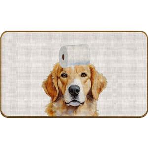 Golden Retriever Bathroom Decor, Golden Retriever Non-Slip Door Mat, Funny Dog Doormat Outdoor Indoor Entrance Porch, Dog Welcome Mat for Front Door, 17x30 Inch