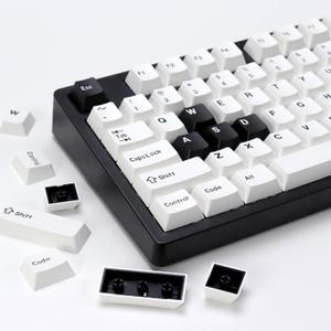 Bow PBT Double Shot Keycap Set,174 Keys White and Black Custom Key Cap Keycaps 60 Percent Cherry Profile Keycaps for 61/64/68/84/87/100/104/108 Mechanical Keyboard