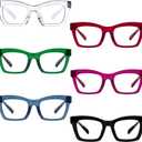 6 Pack Metalless Screwless Reading Glasses Spring Hinges Oprah Style Readers for Women +1.75 (Mix Color)