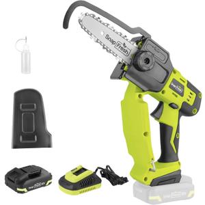 SnapFresh Mini Chainsaw Cordless, 5 Inch Electric Chainsaw Portable, Handheld Chain Saw With 2.0ah Battery & Fast Charger, Small Battery Powered Chainsaw for Wood Cutting Tree Trimming, Gift for Men