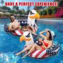 Inflatable Eagle Pool Floats, 4th of July Large Floaties Swimming Tube Rings, American Flag Design Floating Raft Funny Lake Beach USA Summer Water Toys Independence Day Party Decorations for Adults