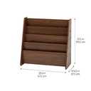 IRIS USA Wide Wooden Magazine Rack, 4-Pocket Periodical Book Sketchbook Stand with Deep Compartments for Living Room Office, Dark Brown