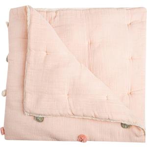 Crane Baby Blanket, 36 x 36, Soft Cotton Pom Pom Nursery Blanket for Boys and Girls, Light Pink