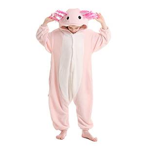 ATOZ Onesie for Kids, Animal Pajamas Halloween Cosplay Costume for Girls Boys, Pink Axolotl 8-9Y