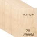 Baltic Birch Plywood 1/8, 12" x 20" x 3mm Wood for Laser Cutting and Engraving, Birch Wood Sheets for Art and Crafts - Pack of 20