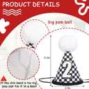 YOUAME Two Fast Birthday Hat for Boys - Race Car Second Birthday Cone Hat, 2nd Year Party Crown, Racing Car Cake Smash Photo Props, Fast Theme Party Decorations in Black and White Checkered Pattern