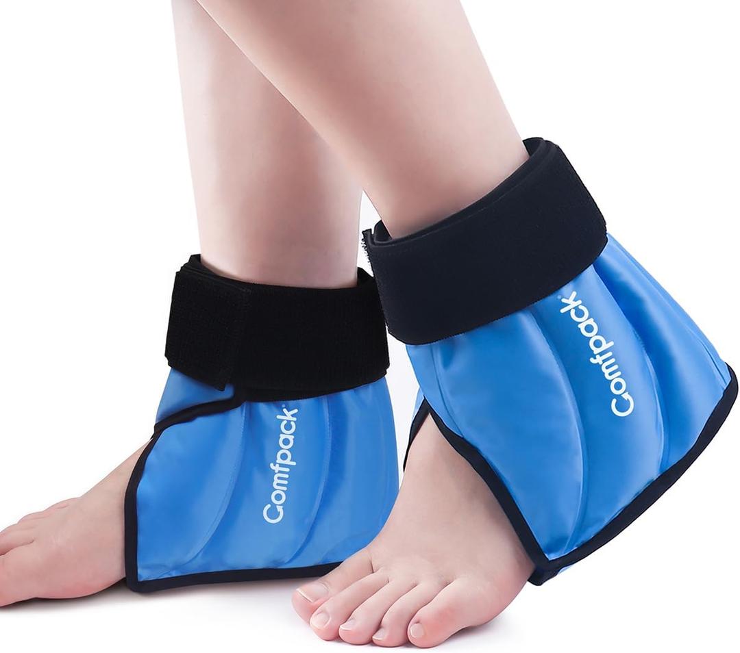 Ankle Ice Pack Wrap Heel Ice Pack for Pain Relief, Hot Cold Therapy Foot Ice Pack Wrap for Plantar Fasciitis, Achilles Tendonitis, Sprain, Swelling, Heel Spur, 2Packs
