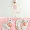 Newborn Photography Props Animal Style Photo Posing Outfits,(Fits for 7-10 Lbs Baby) White Crochet Knitted Costume and Hat, Newborn Photography Accessories for Posing (Romper+Hat) (Blue)