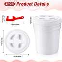 Novabright 4 Pcs 5 Gallon Bucket Lids with 4 Lid Openers 12 Inch Leak-proof Food Plastic Screw Top Seal Lids for Pet Food Storage, Chicken Feed Containers, and Paint Storage(White)