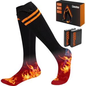 Electric Heated Socks for Men & Women - 6000mAh Rechargeable, Up to70 C Large Heating Area, 8H Heat, Washable for Skiing, Hunting, Camping