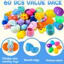 60PCS Prefilled Easter Eggs with Toys Inside, Easter Basket Eggs Filled Stuffers, Easters Theme Party Favors Fidget Hunting Assortment Toys, Treasure Box Party Supplies