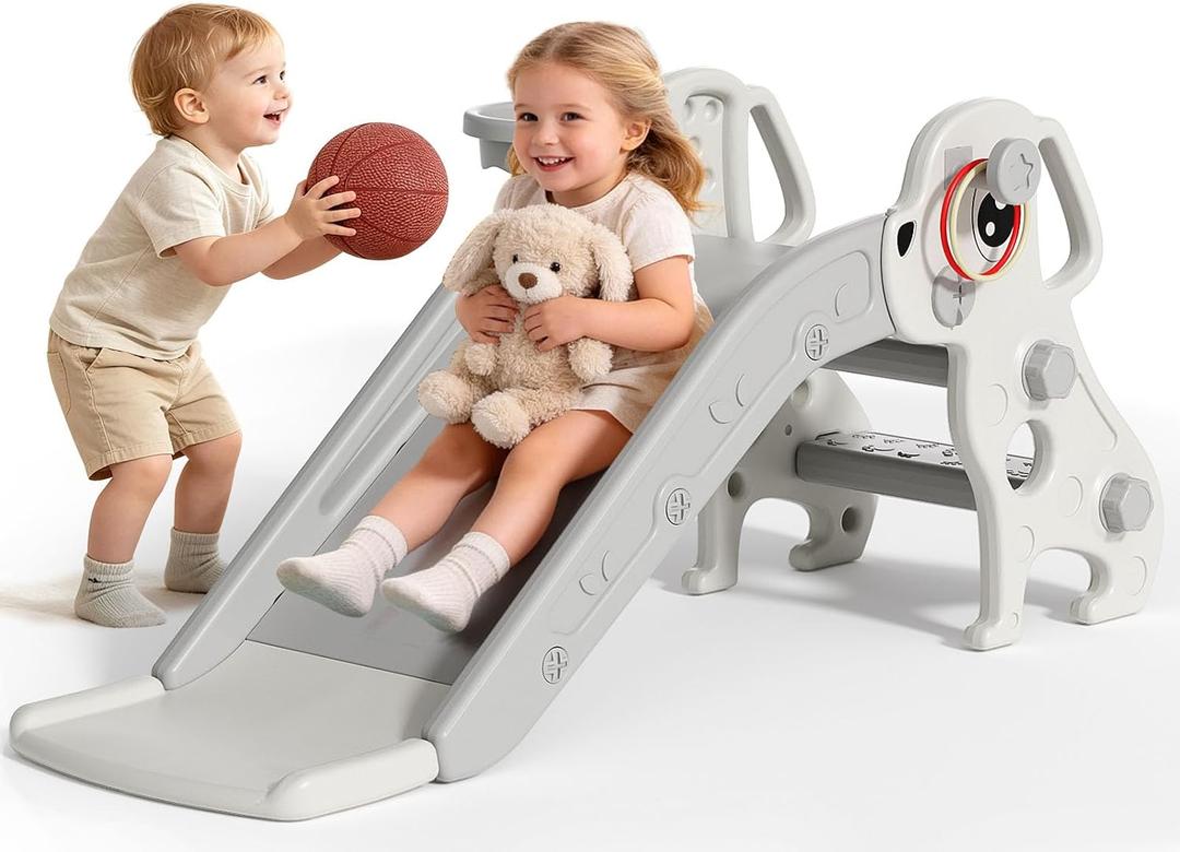 BIERUM Toddler Slide, 4 in 1 Kids Slide for for Age 1-3 Indoor Outdoor, 45.3"x15.7"x19.7"