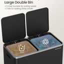 SONGMICS Trash Can, 2 x 10.6 Gallon (2 x 40 L) Garbage Can for Kitchen, with 15 Trash Bags, 2 Compartments, Plastic Inner Buckets and Hinged Lids, Airtight, Black ULTB730B80