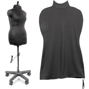 Dritz Dress Form Cover, Small, Black, 100% Polyester 4-Way Stretch Fabric, Protects and Fits Adjustable Dress Forms and Sewing Mannequins, Smooth Surface for Draping and Tailoring