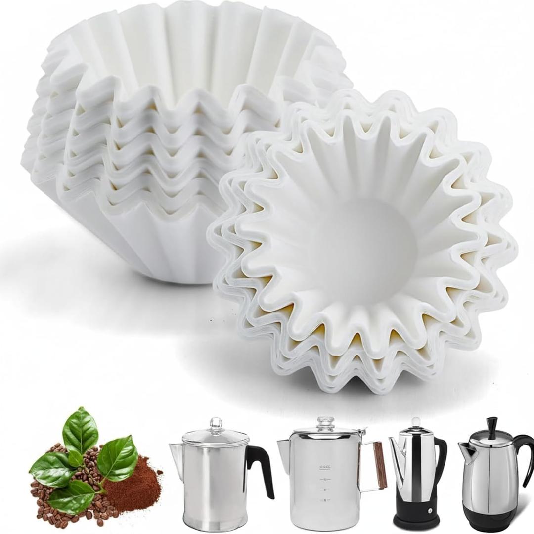 200 Count Coffee Filters 8-12 Cup, 7.92 Inch x 3.2 Inch, Percolator Basket Coffee Filters, White Disposable 8 to 12 Cup Commercial Basket Filter Paper