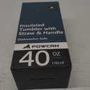 POWCAN 40 oz Tumbler with Handle, 2-in-1 Straw and Sip Lid, Leakproof, Dishwasher Safe, Insulated Stainless Steel Travel Coffee Mug, Keeps Cold for 34 Hours, Fits in Car Cup Holder (Deepsea)