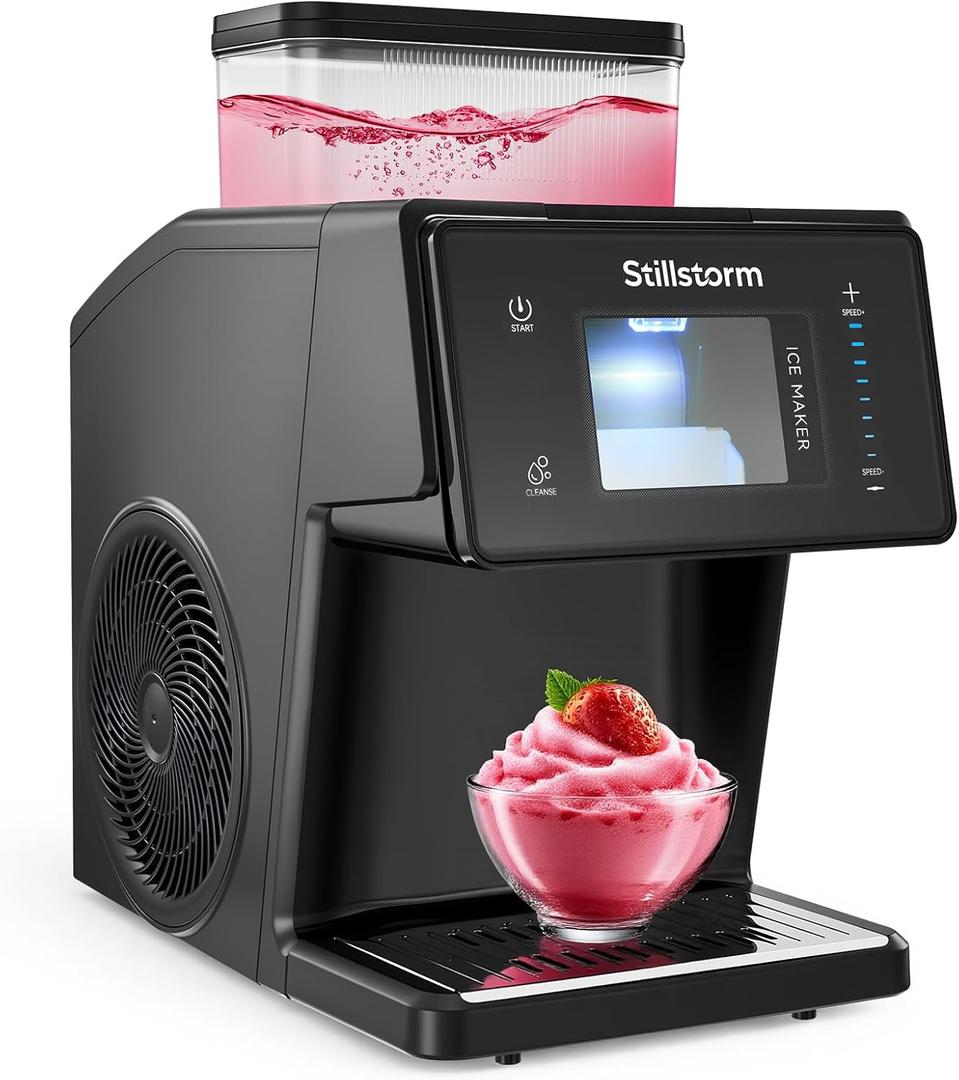 Stillstorm Shaved Ice Machine Snow Cone Maker No Ice Needed，Snowflake Machine with RapidChill Technology, Auto-Clean SUS304, Adjustable Speed Snowflake Maker for Home, Party, Bar