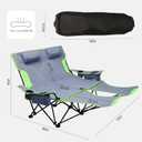 Double Camping Chair,Adjustable Two Person Adjustable Backrest Reclining chairs with Foot Rest,Oversized Folding Camping Loveseat,Office,Beach,Lawn,Headrests,Cooler Bag,Cup Holder,Support 600lbs