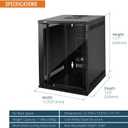 Tecmojo 9U 10 inch Rack, Wall Mount Network Cabinet Set,12.3W x 13D x 17.1H- Load Capacity 110Lbs(50 kg),Black 10" Wall Housing Server Rack Set