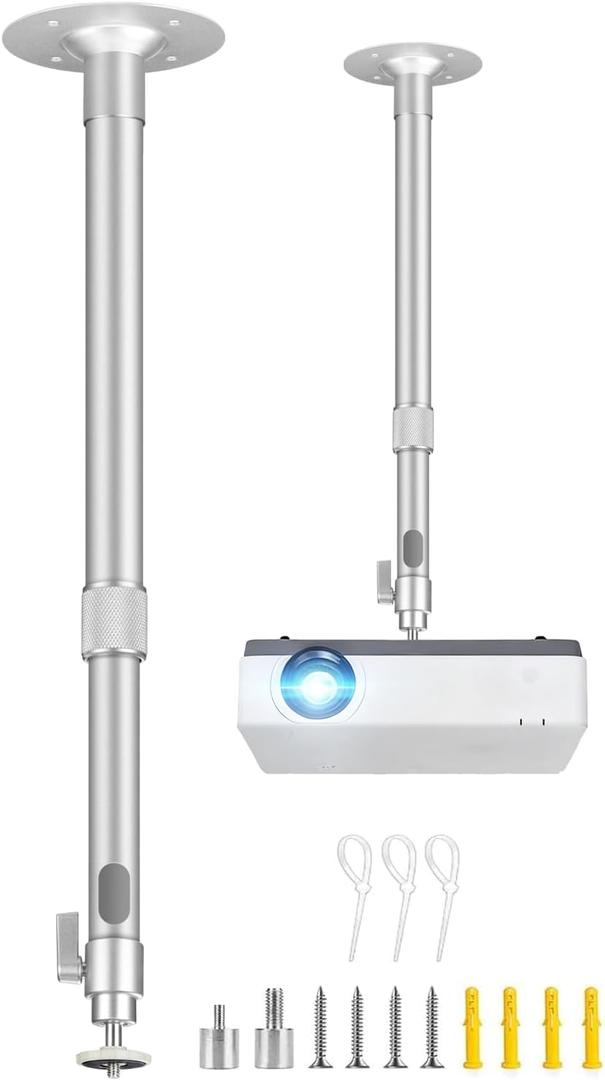 2-Be-Best Upgraded Long Projector Mount, Universal Extendable Projector Ceiling Mount Projectors Wall Mount 23-42 in / 58-105 CM 360 Adjustable Sliver High Profile Projectors Mount Silver High End