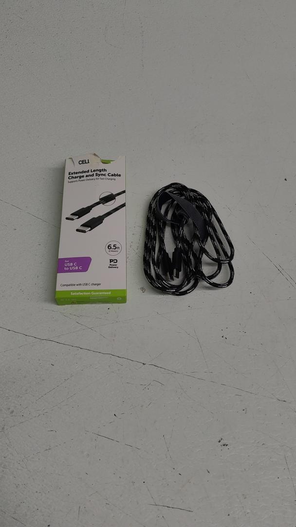 CellCandy Extended Length Charge & Sync Cable, 6.5 Ft., Braided, Black