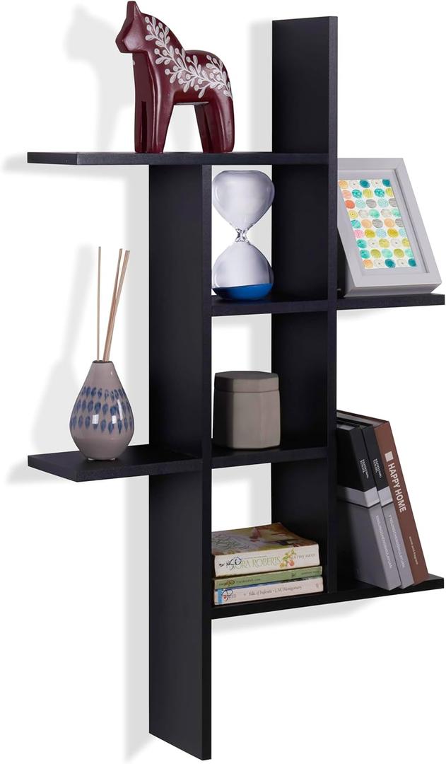 Danya B. Cantilever Cubby Decorative Modern Wall Mount Shelf  Horizontal or Vertical (Black)