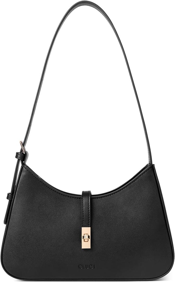CLUCI Shoulder Bag for Women, Purses for Women, Handbag Hobo Bags Vegan Leather Crossbody Purse with Adjustable Strap (A-Black-Small)