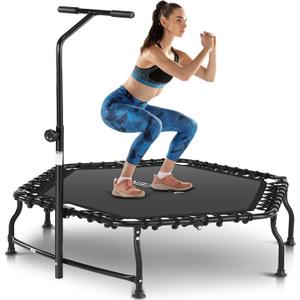 ANCHEER 50" Rebounder Trampoline for Adults With Bar, 550 LBS Mini Trampoline Quiet Exercise Bungee Jumping Cardio Trainer Workout