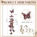 35" Christmas Butterfly Wind Chimes for Outside Garden Decor with 4 Aluminum Tubes and 6 Charming Bells for Patio Porch Yard Decor, Christmas Gifts for Women Mom Grandma(Red and Black)