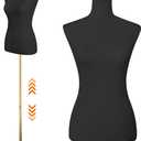 Female Mannequin Torso Dress Form Manikin with Metal Bracket and Rectangular Base, 40.55-73.23 Inch Mannequin Body Height Adjustable for Sewing Dressmakers Clothes Jewelry Display, Black