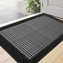 LUMI Inside Door Mat for Entry 24''x36'', Absorbent, Dirt Trapper, Low Profile Thin, Non Slip Mats with Rubber Backing, Ideal for Indoor, High Traffic, Garage, Entrance, Checkered Black