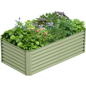 6x3x2FT Galvanized Raised Garden Bed,Galvanized Planter Boxes Outdoor, Large Metal Raised Garden Beds for Vegetables-Green