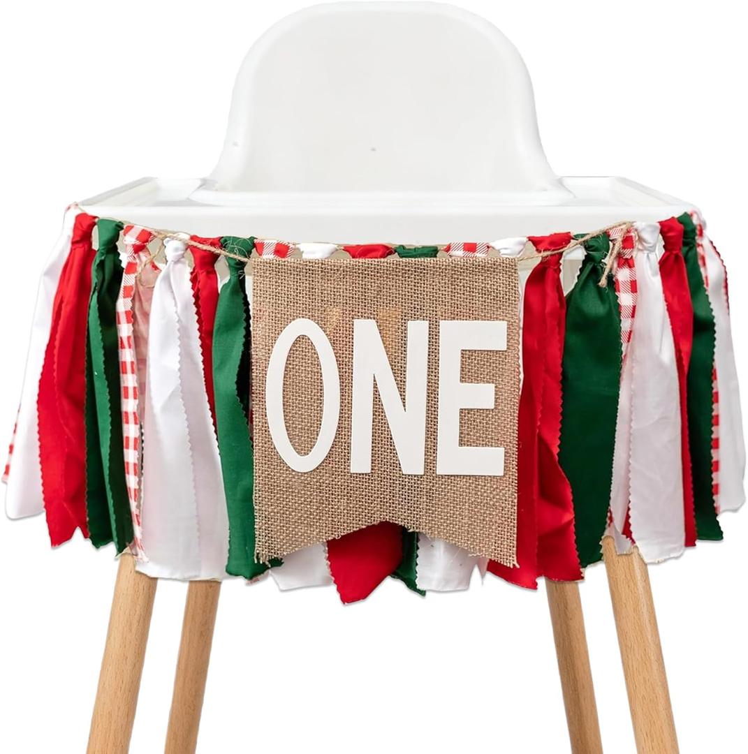 Italian Picnic Theme 1st Birthday High Chair Banner - Pizza Themed Fabric Garland For First Birthday Party, Christmas Highchair Banner for Cake Smash Photo Prop