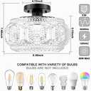 Semi Flush Mount Ceiling Light, Globe Glass Ceiling Light Fixture, Black Modern Lighting for Hallway Porch Corridor Kitchen Bedroom, Bulb Not Included (9.38 inch)